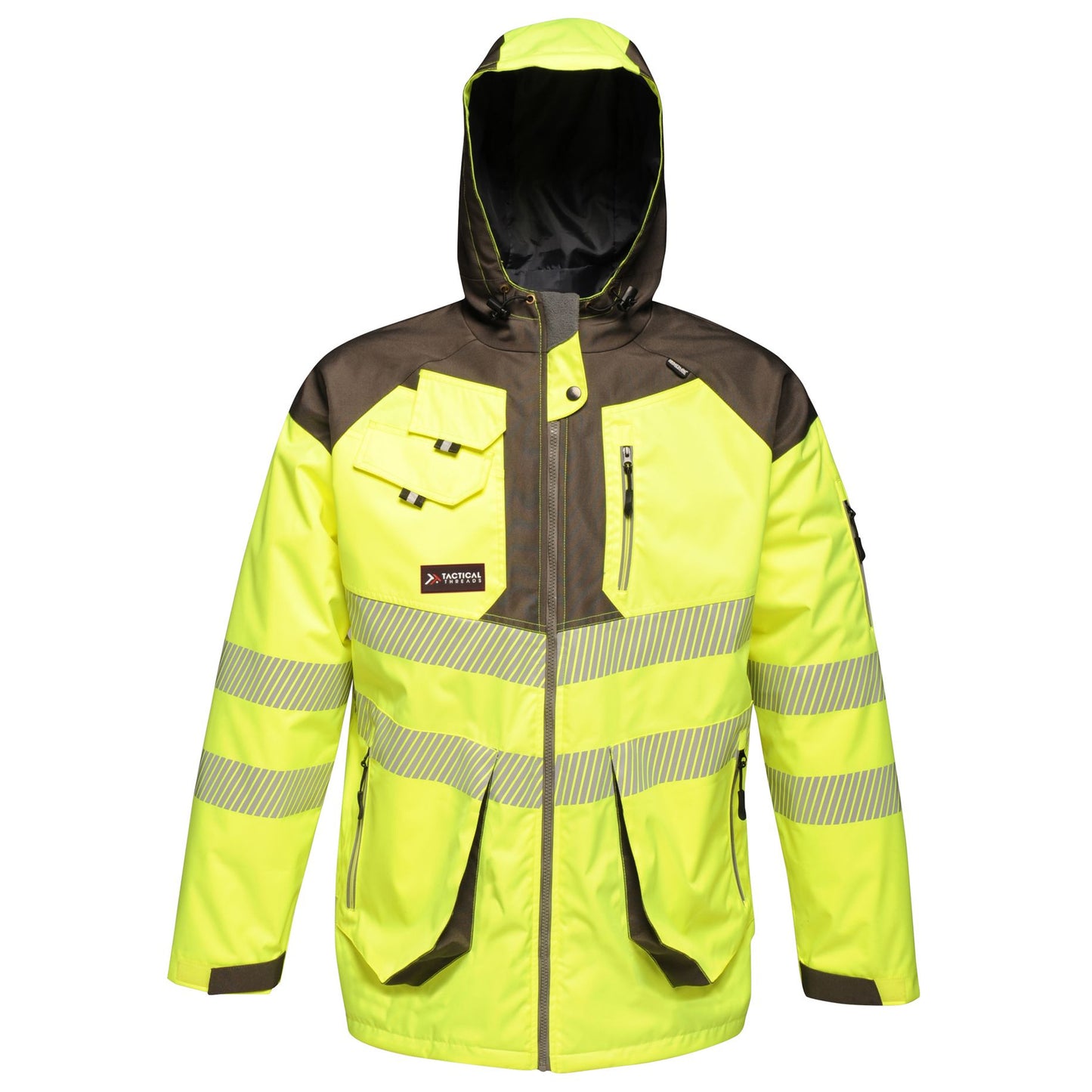 Yellow-Grey - Front - Regatta Professional Mens Hi-Vis Reflective Waterproof Jacket