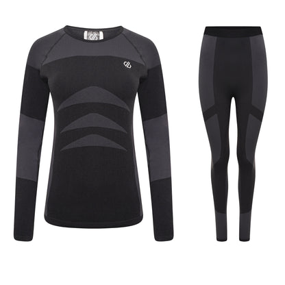 Black-Black - Front - Dare 2B Womens-Ladies In The Zone Base Layer Set