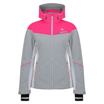 Argent Grey-Cyber Pink - Front - Dare 2b Womens Icecap Ski Jacket