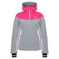 Argent Grey-Cyber Pink - Front - Dare 2b Womens Icecap Ski Jacket