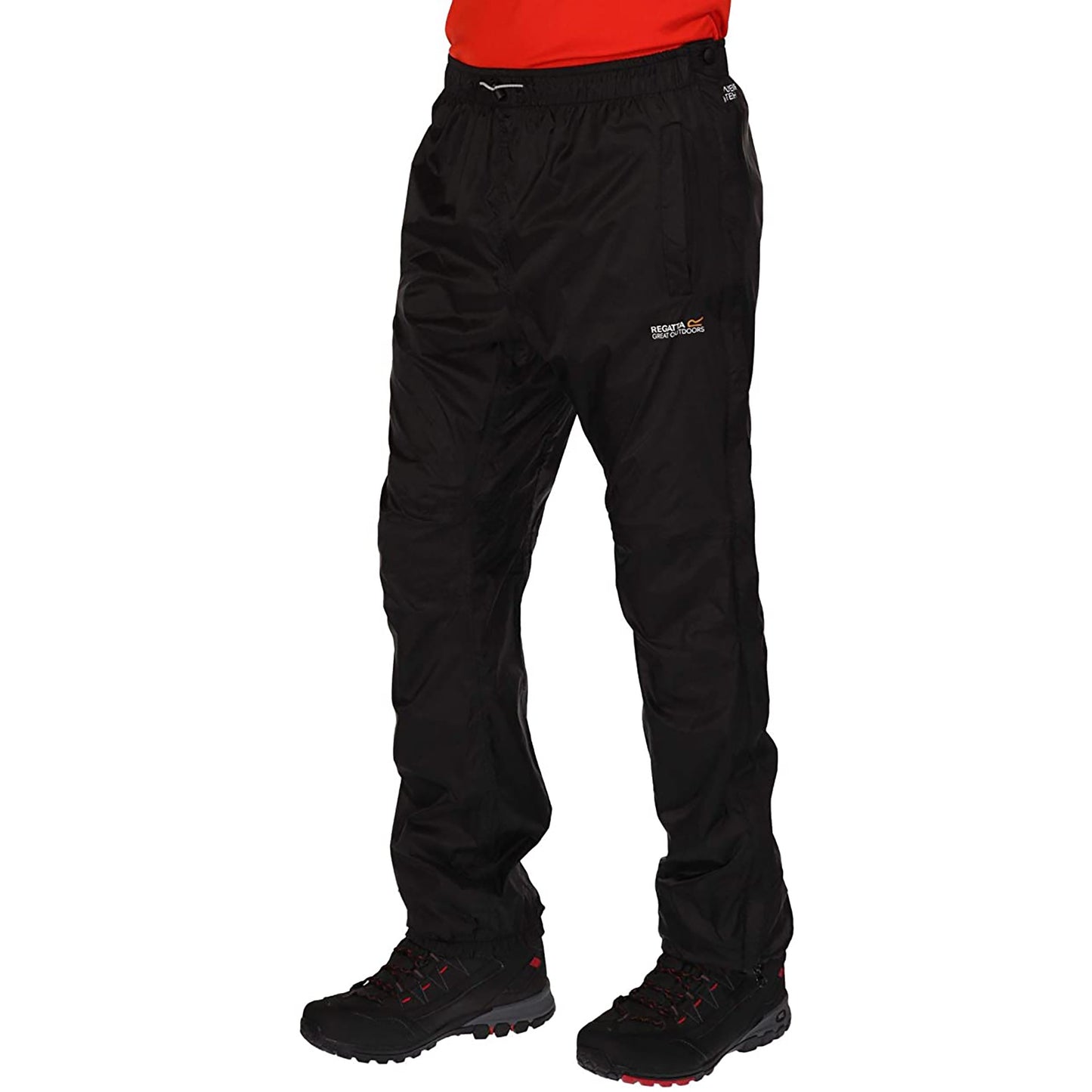 Black - Side - Regatta Great Outdoors Mens Adventure Tech Active Packaway II Overtrousers
