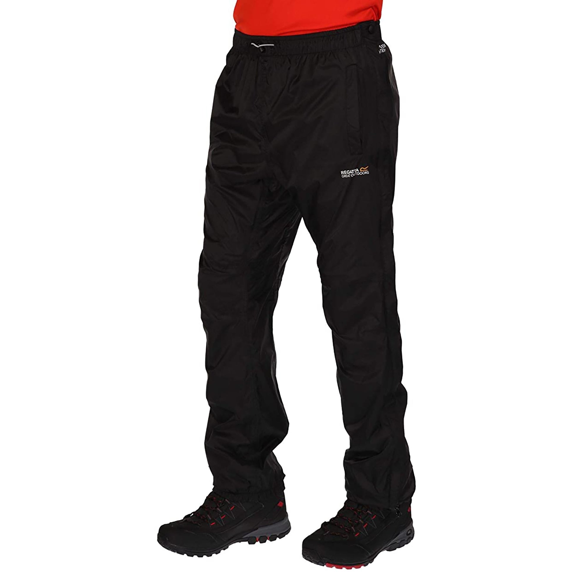 Black - Side - Regatta Great Outdoors Mens Adventure Tech Active Packaway II Overtrousers