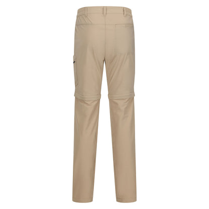 Oat - Back - Regatta Mens Highton Zip Off Walking Trousers