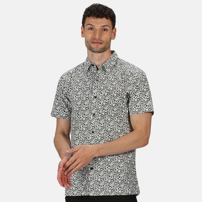 White-Ash-Floral - Back - Regatta Mens Mindano V Short Sleeved Checked Shirt