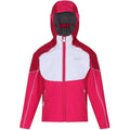 Duchess Pink-White - Front - Regatta Childrens-Kids Acidity IV Reflective Hooded Softshell Jacket