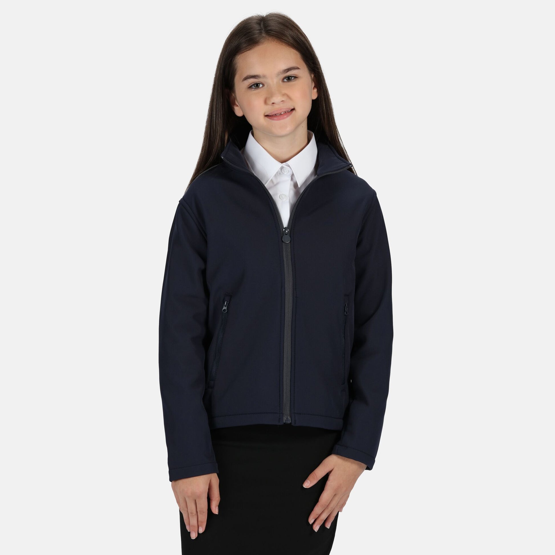Navy-Seal Grey - Back - Regatta Childrens-Kids Classmate Soft Shell Jacket