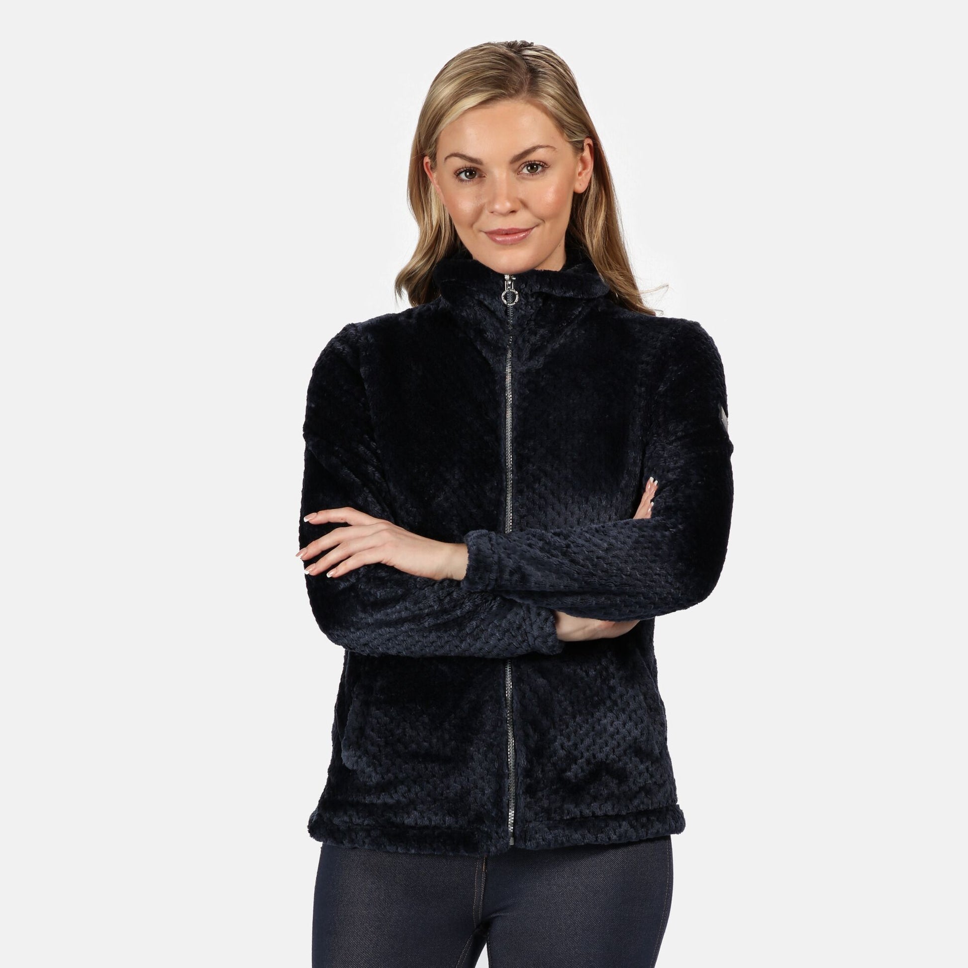 Navy - Back - Regatta Womens-Ladies Hermilla Velour Full Zip Fleece