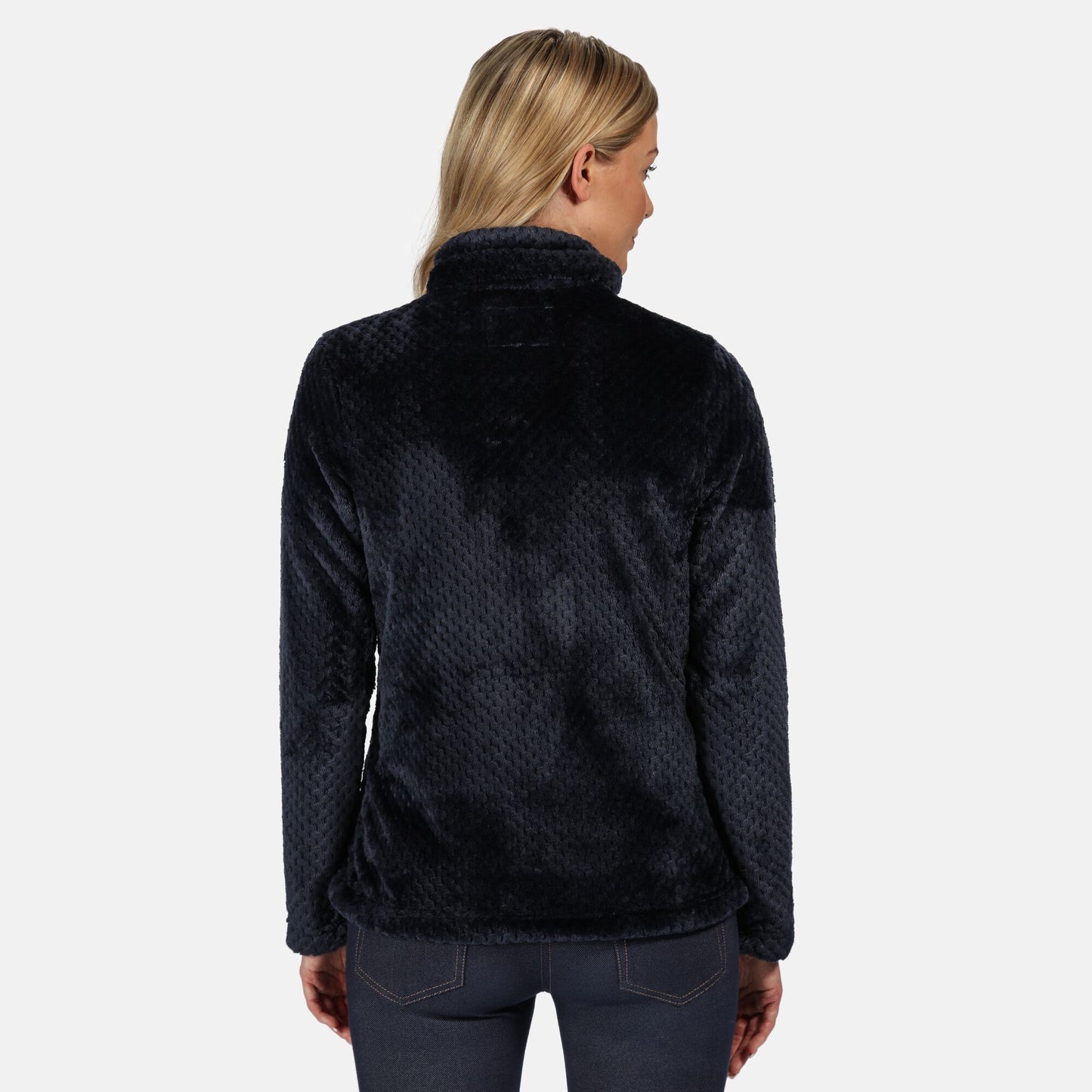 Navy - Side - Regatta Womens-Ladies Hermilla Velour Full Zip Fleece