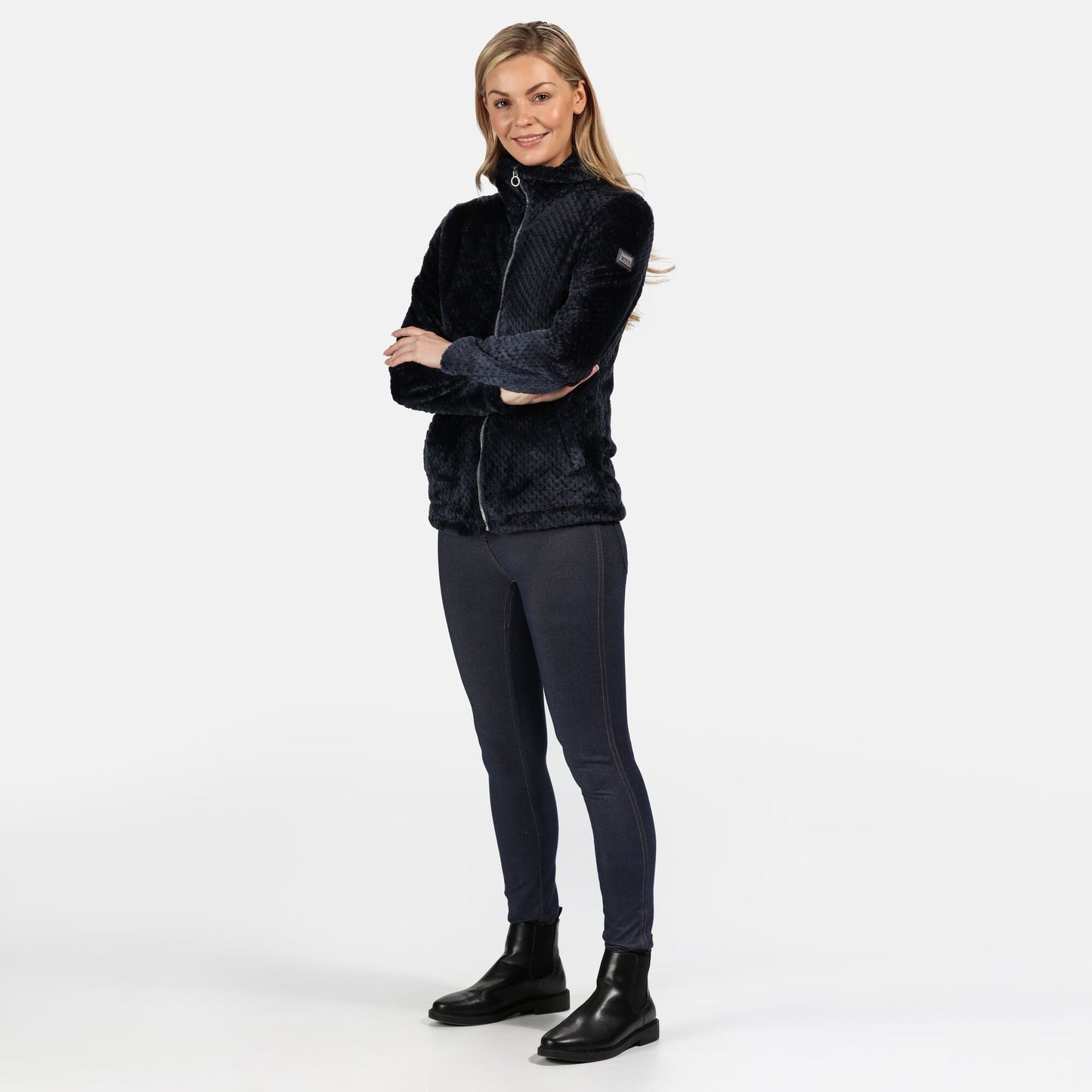 Navy - Lifestyle - Regatta Womens-Ladies Hermilla Velour Full Zip Fleece