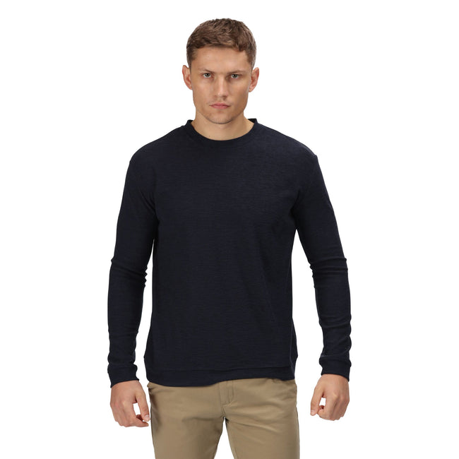 Navy-Black Marl - Back - Regatta Mens Leith Lightweight Sweatshirt