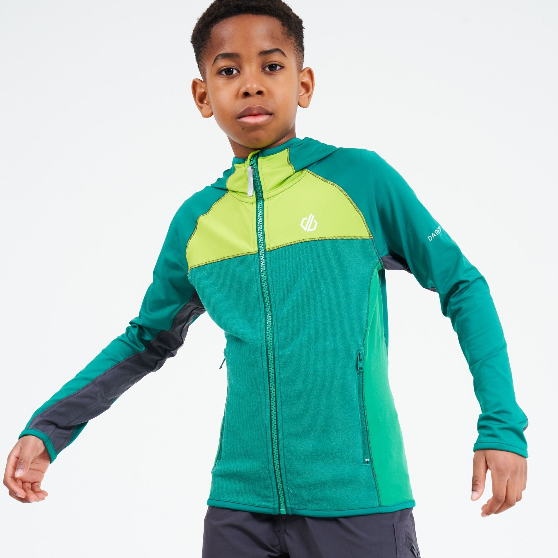Ultramarine Green-Lime Punch - Back - Dare 2B Childrens-Kids Hasty Lightweight Midlayer