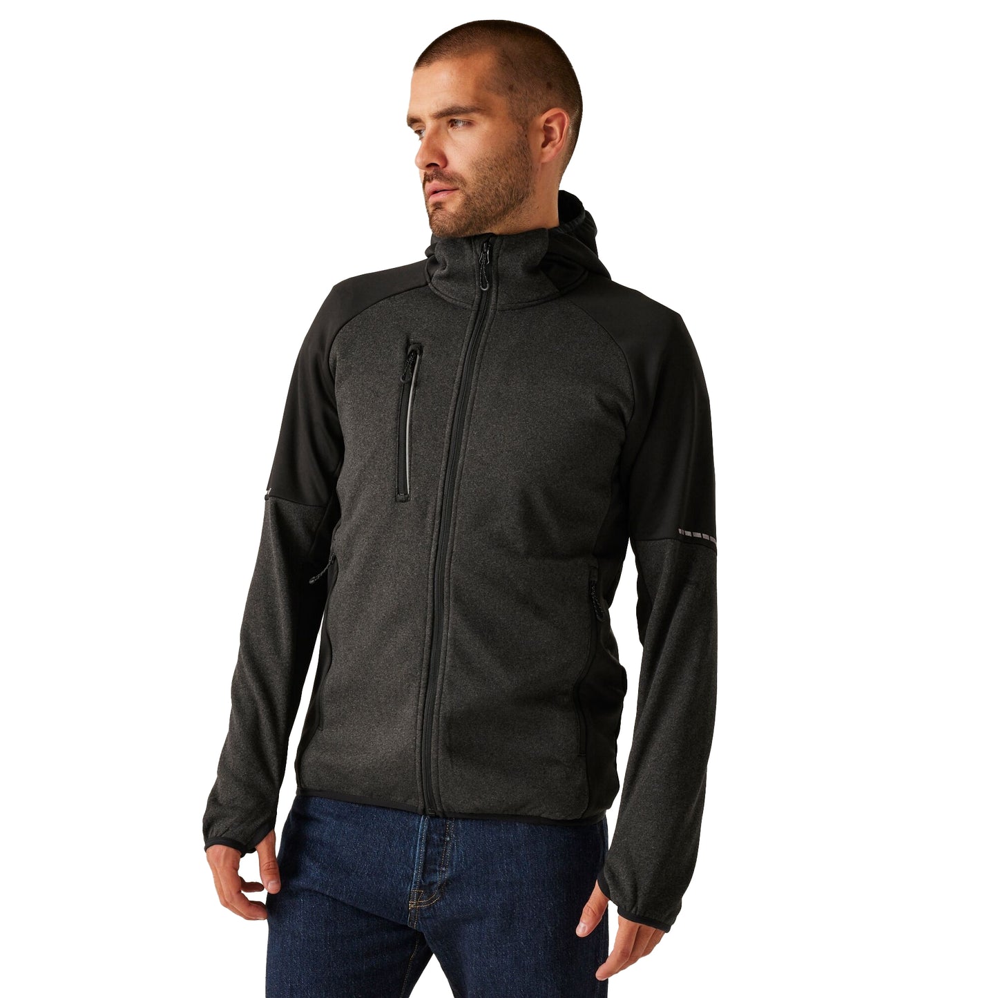 Grey Marl-Black - Side - Regatta Professional Mens Fleece Jacket