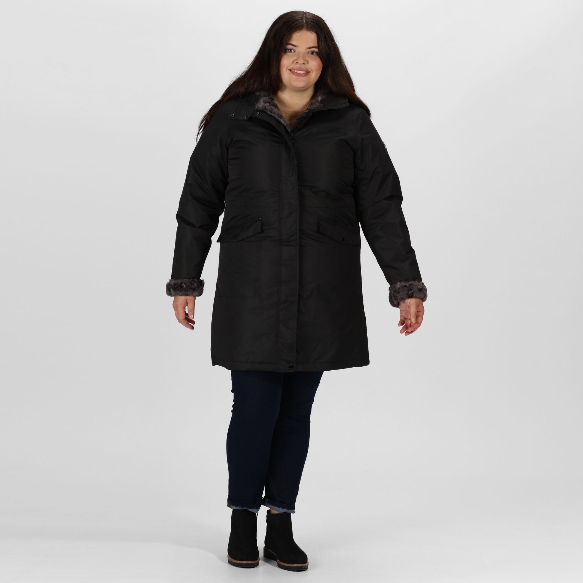 Black - Close up - Regatta Womens-Ladies Rimona Hooded Waterproof Jacket