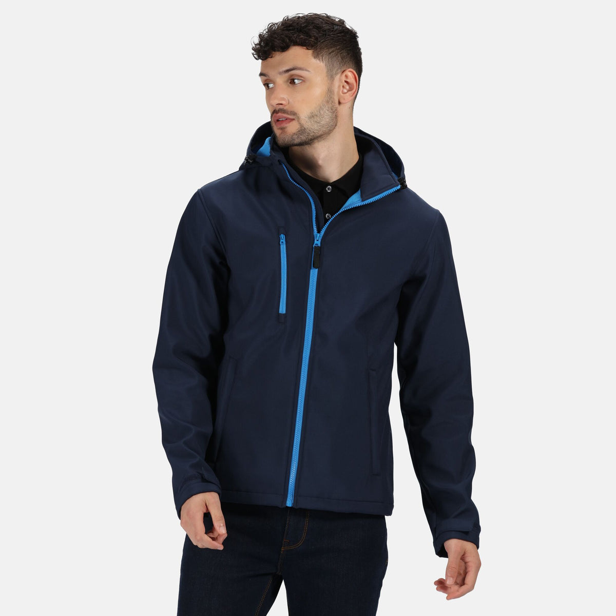 Navy-French Blue - Back - Regatta Professional Mens 3 Layer Membrane Soft Shell Jacket