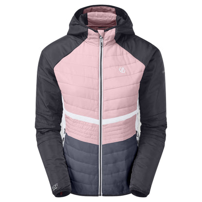 Powder Pink-Black - Front - Dare 2B Womens-Ladies Surmount Quilted Hooded Jacket