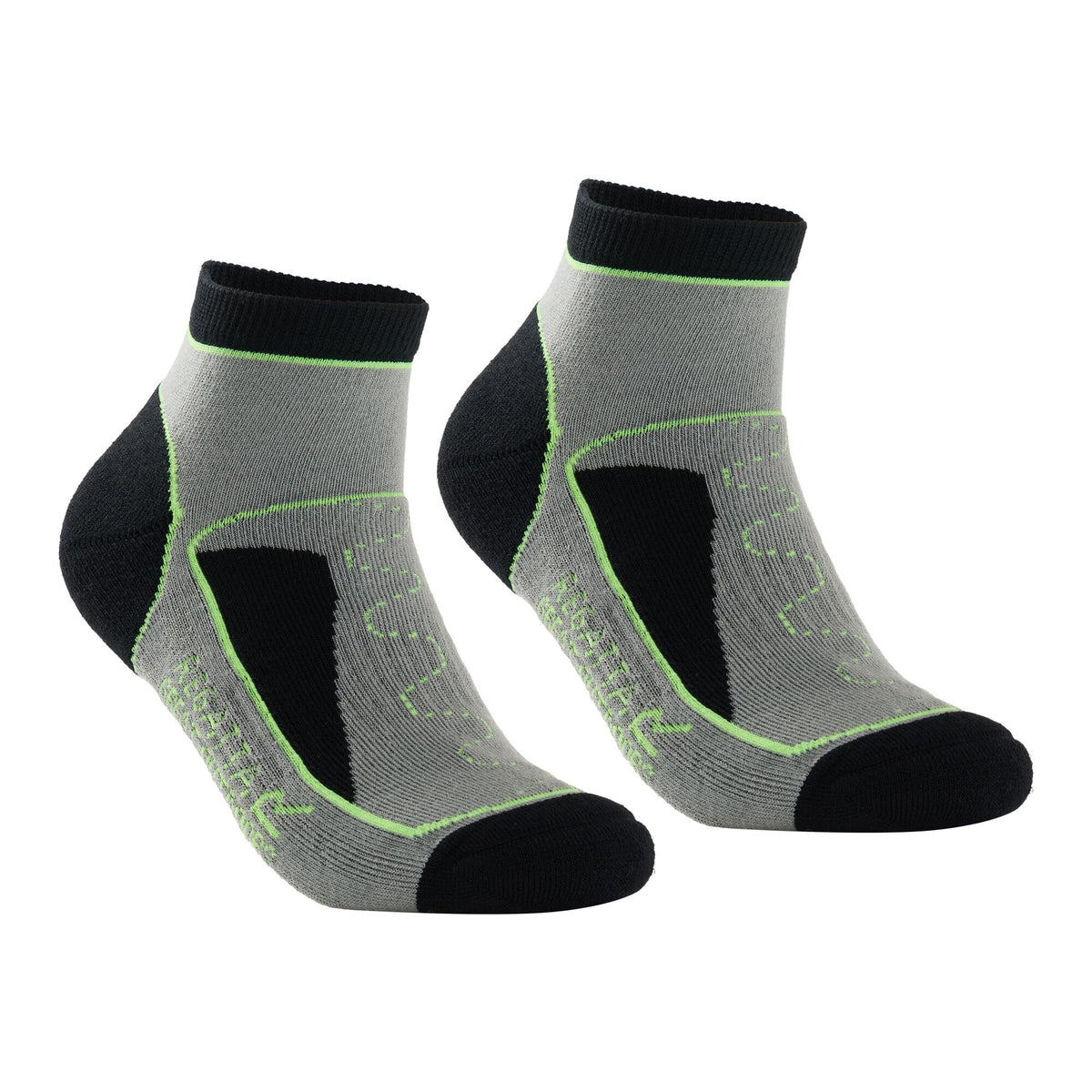 Dark Steel-Wild Lime - Front - Regatta Mens Samaris Trail Ankle Socks (Pack of 2)