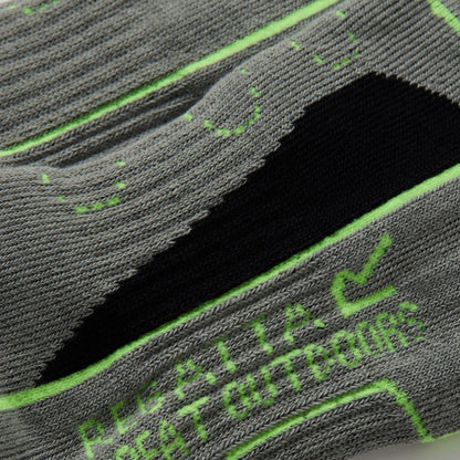 Dark Steel-Wild Lime - Side - Regatta Mens Samaris Trail Ankle Socks (Pack of 2)