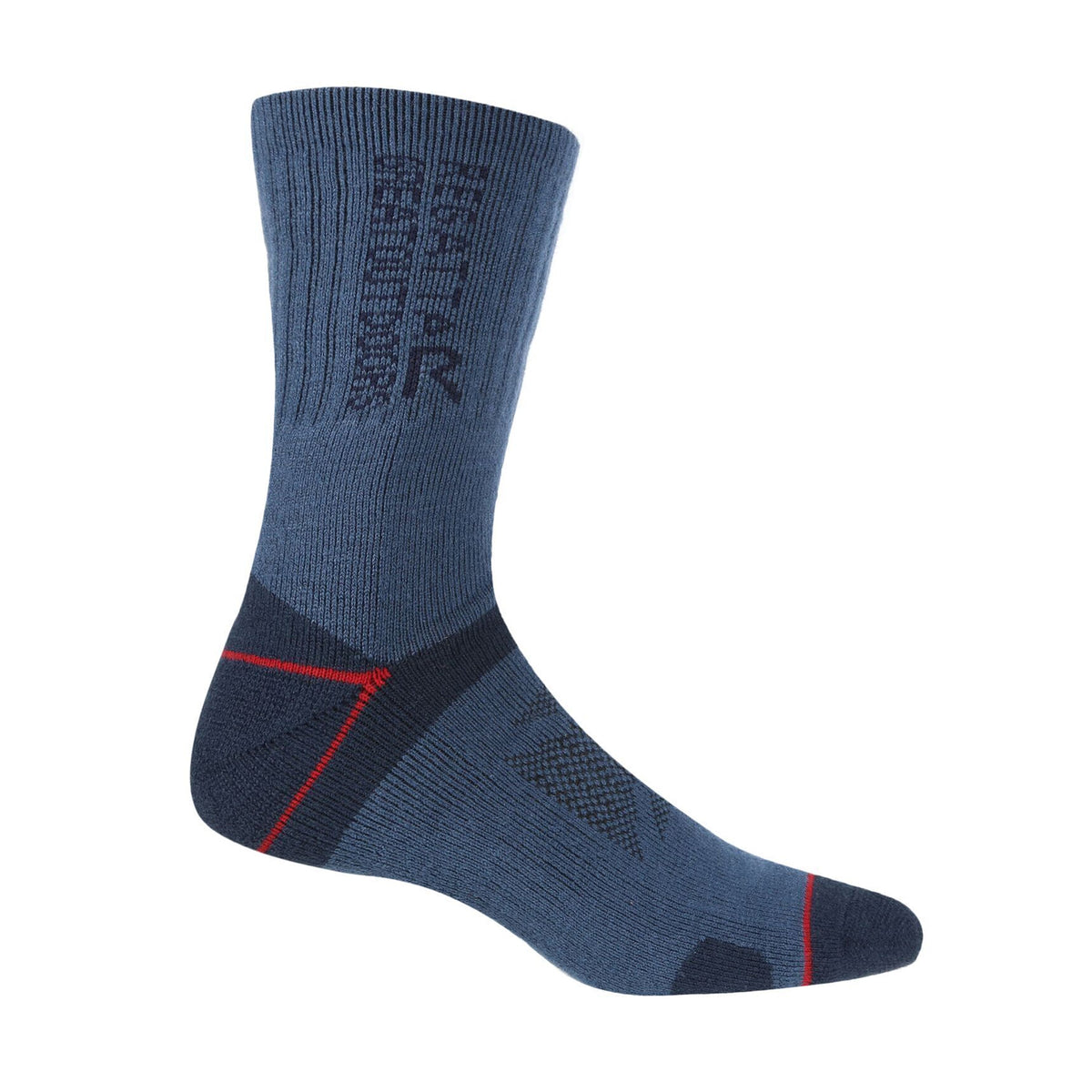 Dark Denim-Dark Red - Front - Regatta Mens Blister Protection II Socks (Pack of 2)