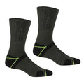 Black-Electric Lime - Front - Regatta Mens Blister Protection II Socks (Pack of 2)