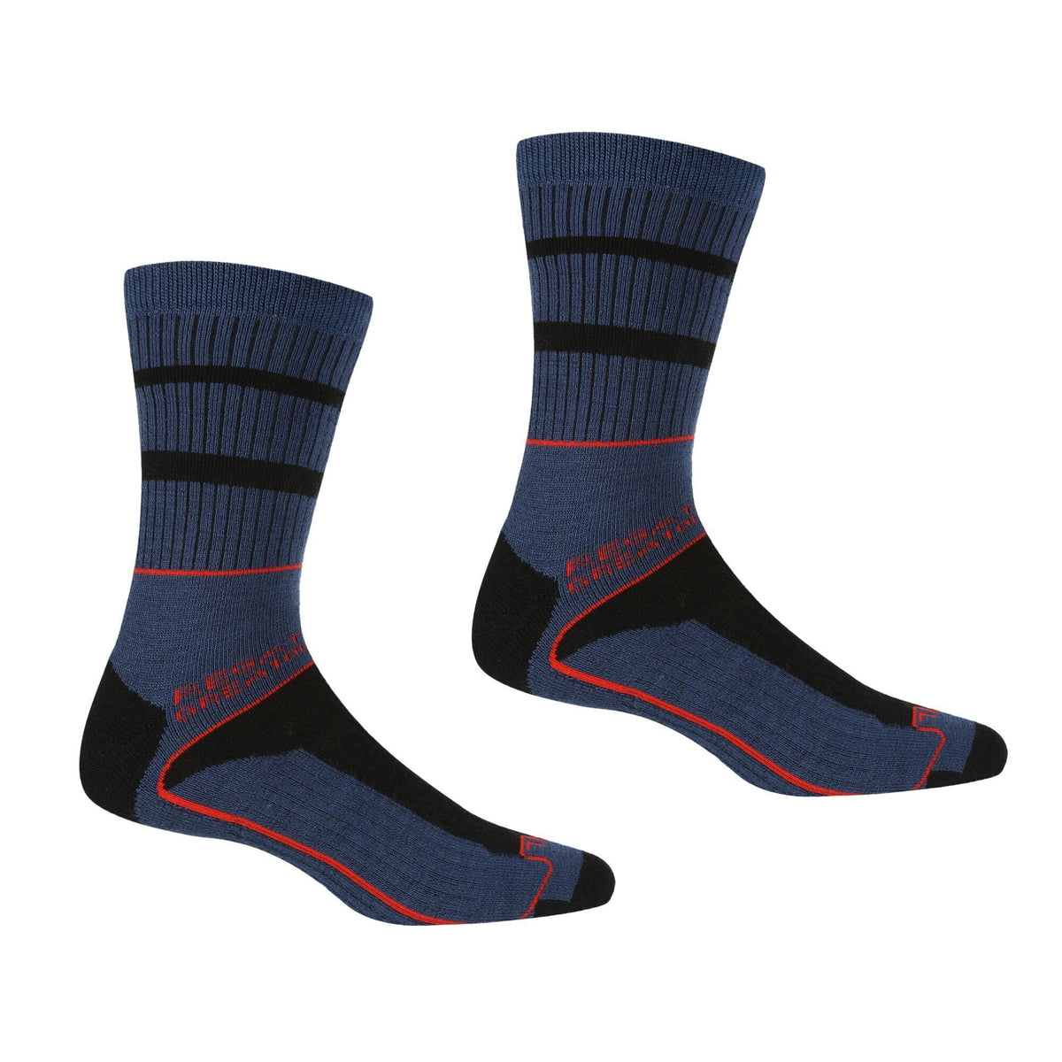 Dark Denim-Cajun Orange - Front - Regatta Mens Samaris 3 Season Socks (Pack of 2)