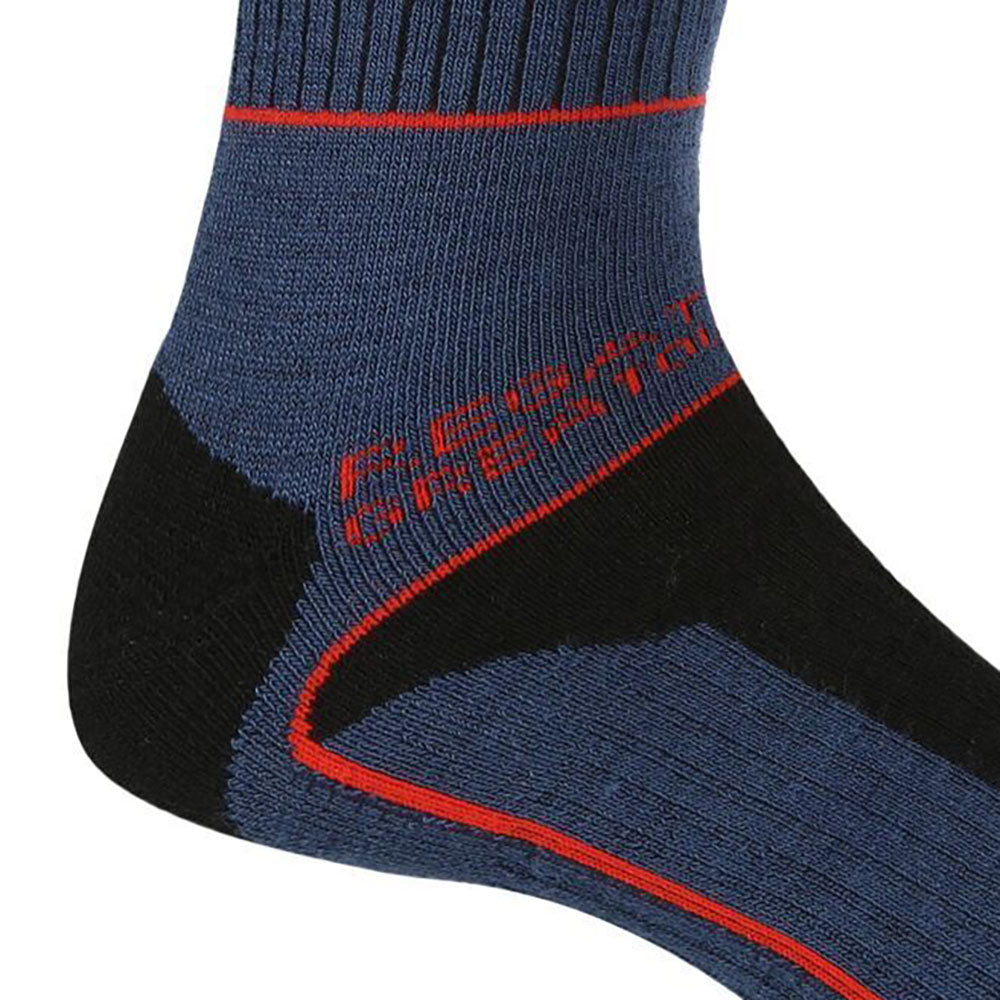 Dark Denim-Cajun Orange - Back - Regatta Mens Samaris 3 Season Socks (Pack of 2)