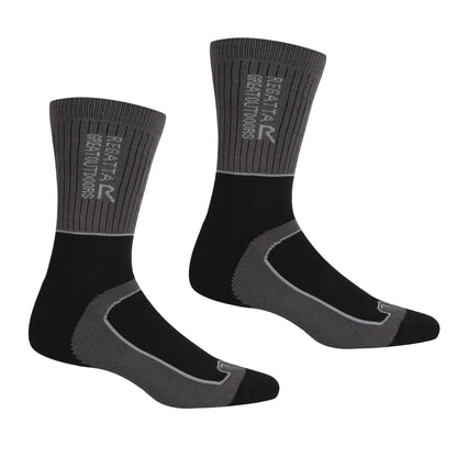 Black-Dark Steel - Front - Regatta Mens Samaris 2 Season Socks (Pack of 2)