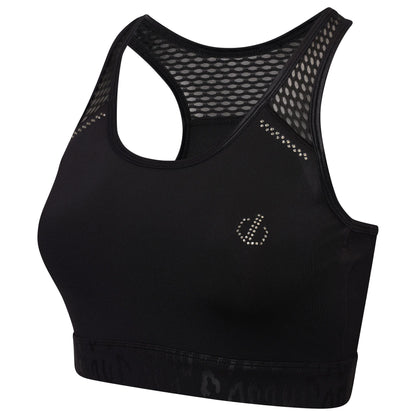 Black - Close up - Dare 2B Womens-Ladies No Excuse Swarovski Sports Bra