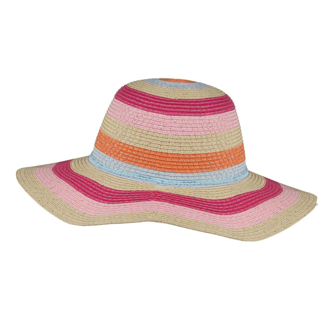 Multicoloured - Back - Regatta Childrens-Kids Mayla Striped Straw Sun Hat