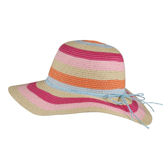 Multicoloured - Front - Regatta Childrens-Kids Mayla Striped Straw Sun Hat
