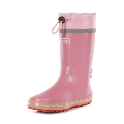 Pink - Close up - Regatta Childrens-Kids Dinosaur Wellington Boots