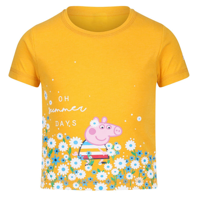 Glowlight Yellow - Front - Regatta Childrens-Kids Peppa Pig Printed Short-Sleeved T-Shirt