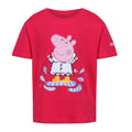 Bright Blush - Front - Regatta Childrens-Kids Peppa Pig Printed Short-Sleeved T-Shirt