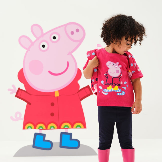 Bright Blush - Back - Regatta Childrens-Kids Peppa Pig Printed Short-Sleeved T-Shirt