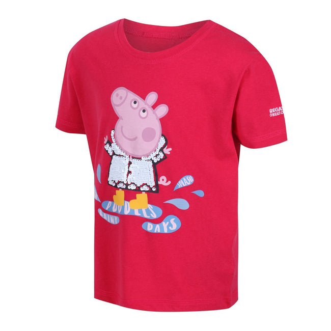 Bright Blush - Lifestyle - Regatta Childrens-Kids Peppa Pig Printed Short-Sleeved T-Shirt