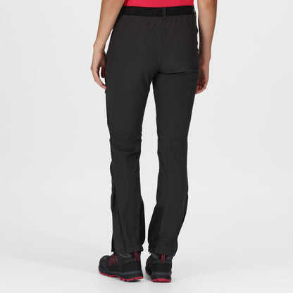 Ash-Black - Side - Regatta Womens-Ladies Mountain III Walking Trousers