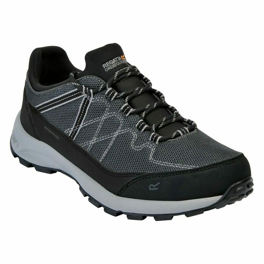 Black-Dark Steel - Front - Regatta Mens Samaris Lite Walking Shoes