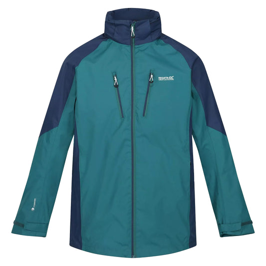 Pacific Green-Admiral Blue - Front - Regatta Mens Calderdale IV Waterproof Softshell Hooded Walking Jacket
