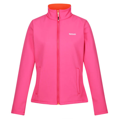 Flamingo Pink-Satsuma - Front - Regatta Womens-Ladies Connie V Softshell Walking Jacket