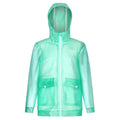 Ice Green - Front - Regatta Childrens-Kids Hallow Transparent Hooded Waterproof Jacket