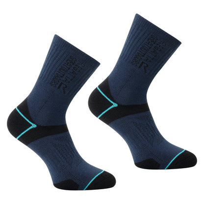 Navy-Aruba Blue - Front - Regatta Womens-Ladies Blister Protection II Boot Socks