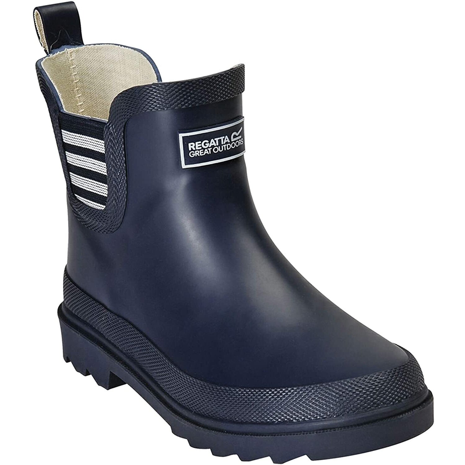 Navy-White - Back - Regatta Childrens-Kids Harper Wellington Boots