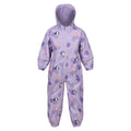 Pastel Lilac - Front - Regatta Childrens-Kids Pobble Peppa Pig Polka Dot Waterproof Puddle Suit