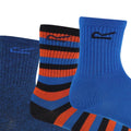 Navy-Hawaiian Blue-Amber Glow - Back - Regatta Childrens-Kids Outdoor Boot Socks Set (Pack of 3)