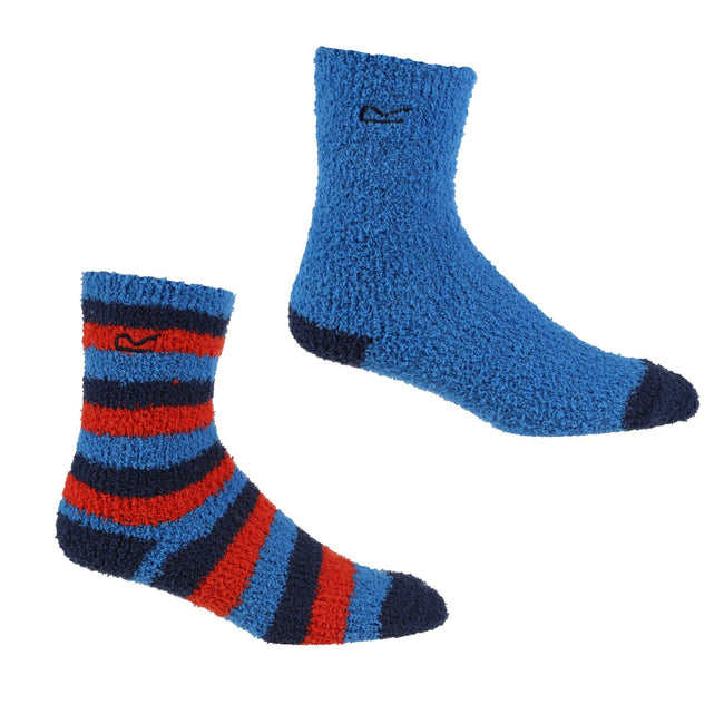 Blue-Navy-Red - Front - Regatta Childrens-Kids Cosy Boot Socks Set (Pack of 2)