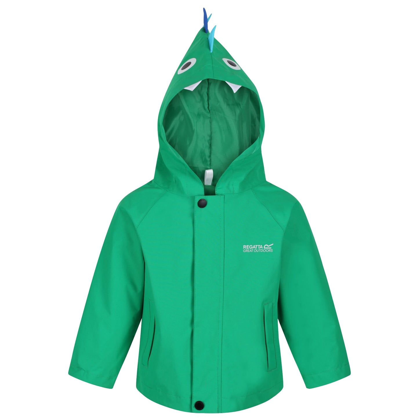 Green - Front - Regatta Childrens-Kids Dinosaur Waterproof Jacket