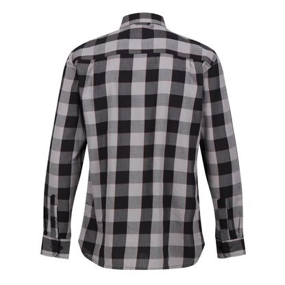 Dark Grey-Black - Back - Regatta Mens Lance Checked Shirt