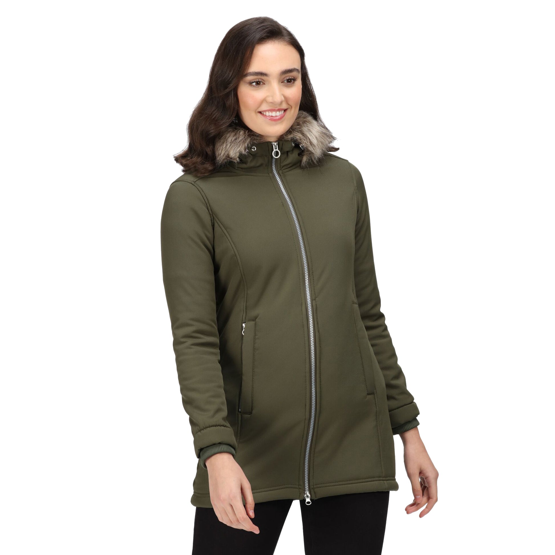 Dark Khaki - Front - Regatta Womens-Ladies Sunaree Softshell Jacket