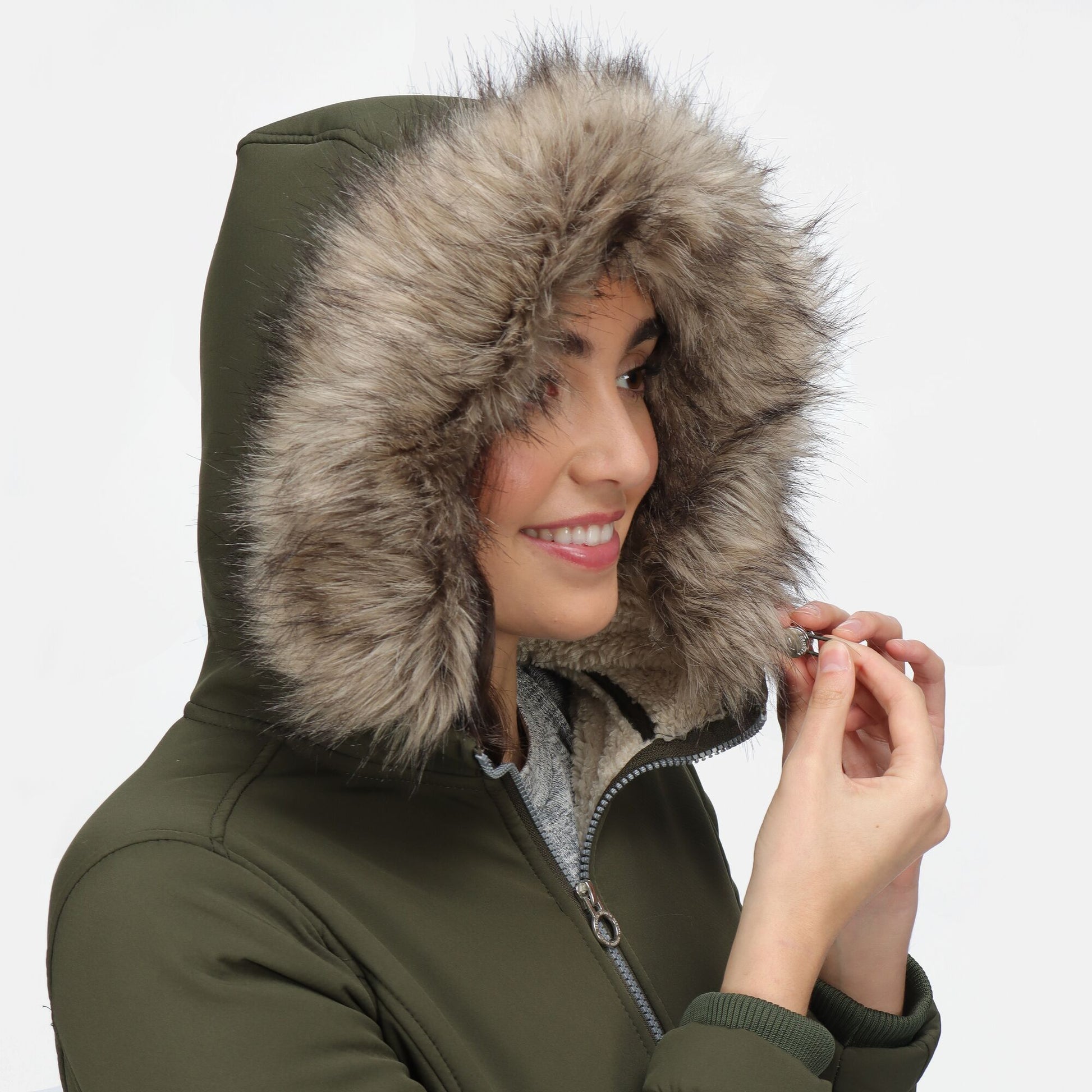 Dark Khaki - Close up - Regatta Womens-Ladies Sunaree Softshell Jacket