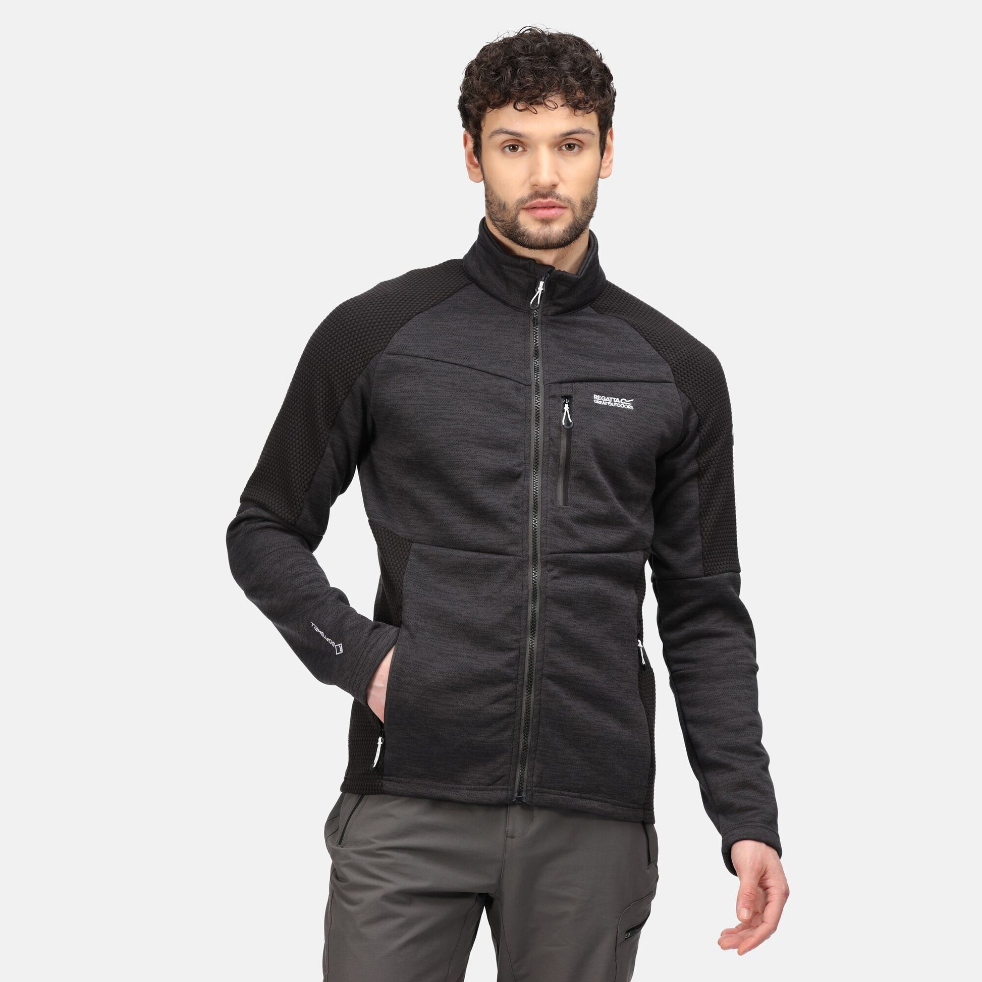Ash-Black - Back - Regatta Mens Farson Soft Shell Jacket