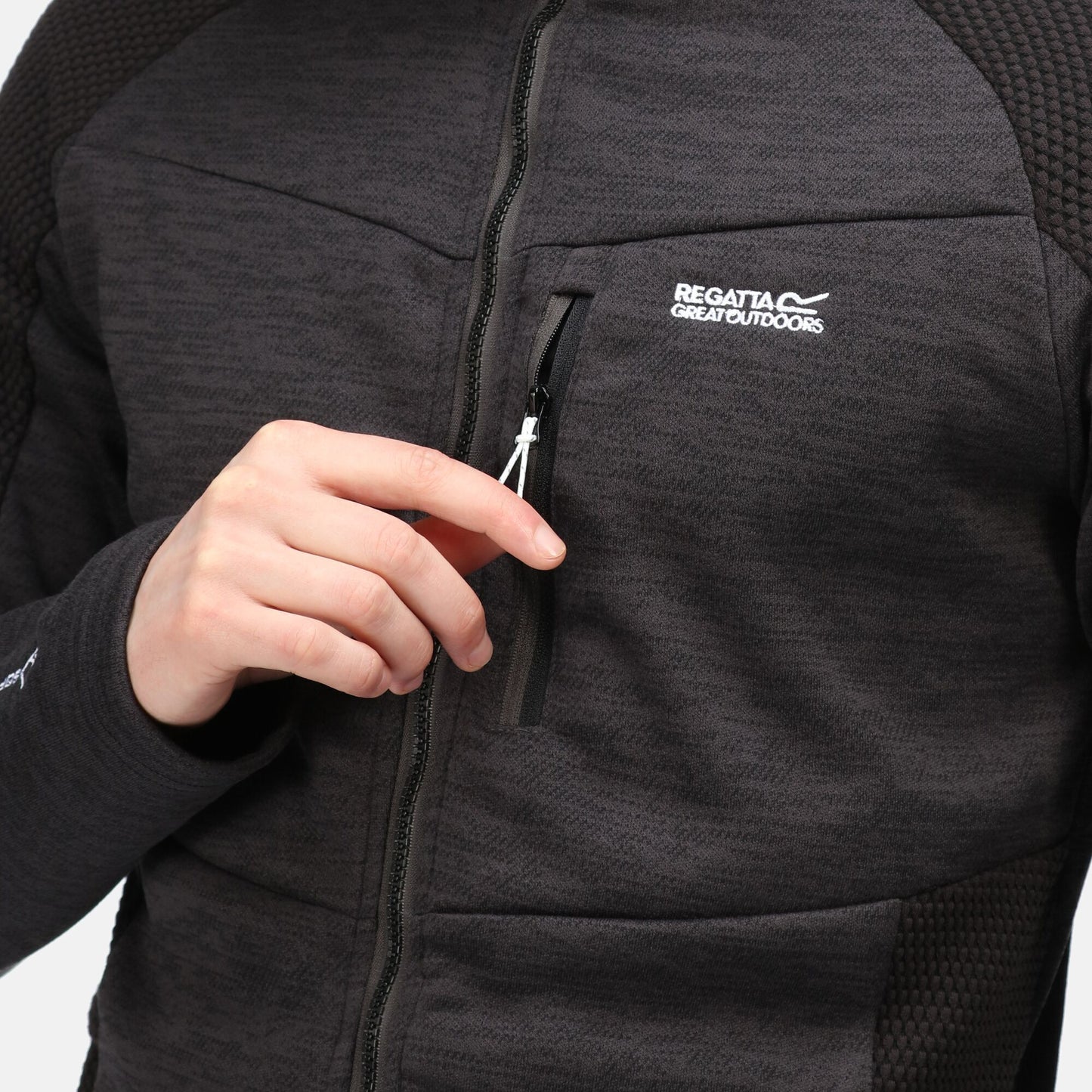 Ash-Black - Close up - Regatta Mens Farson Soft Shell Jacket